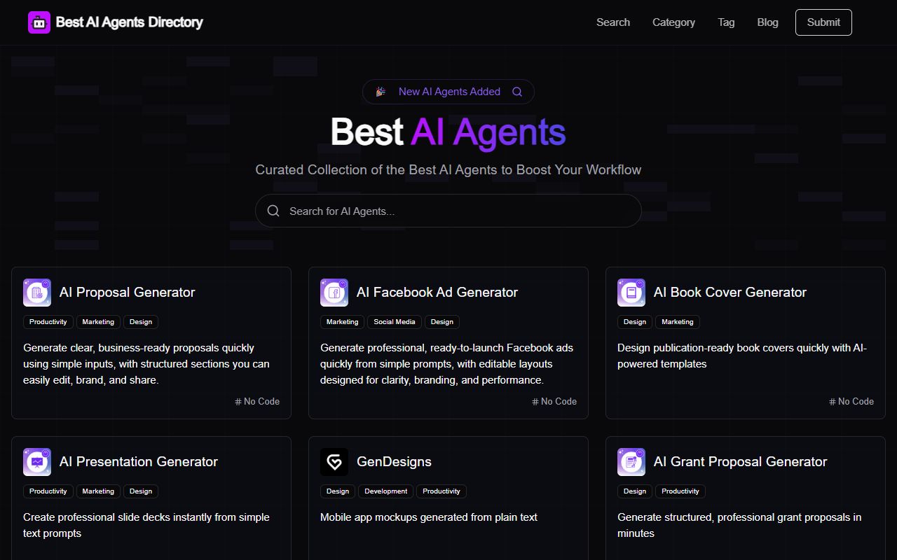 Best AI Agents Directory screenshot