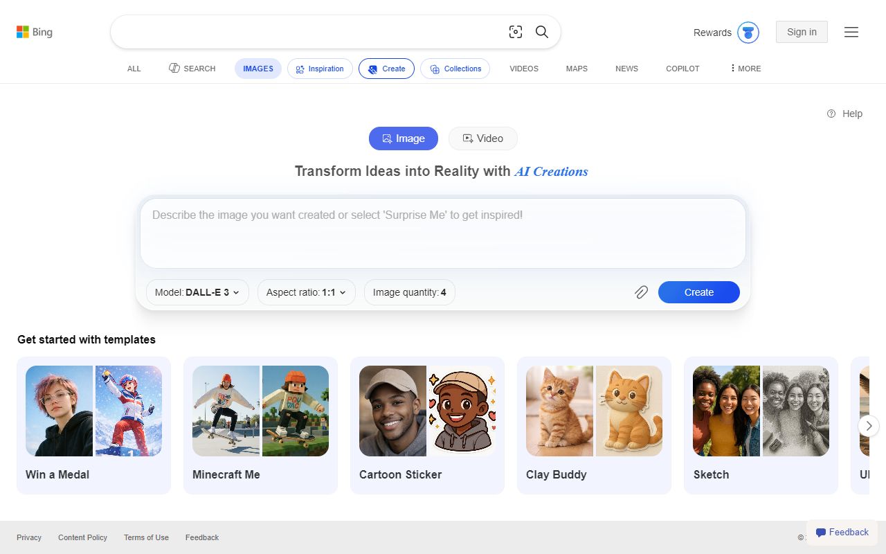Bing Image Creator screenshot