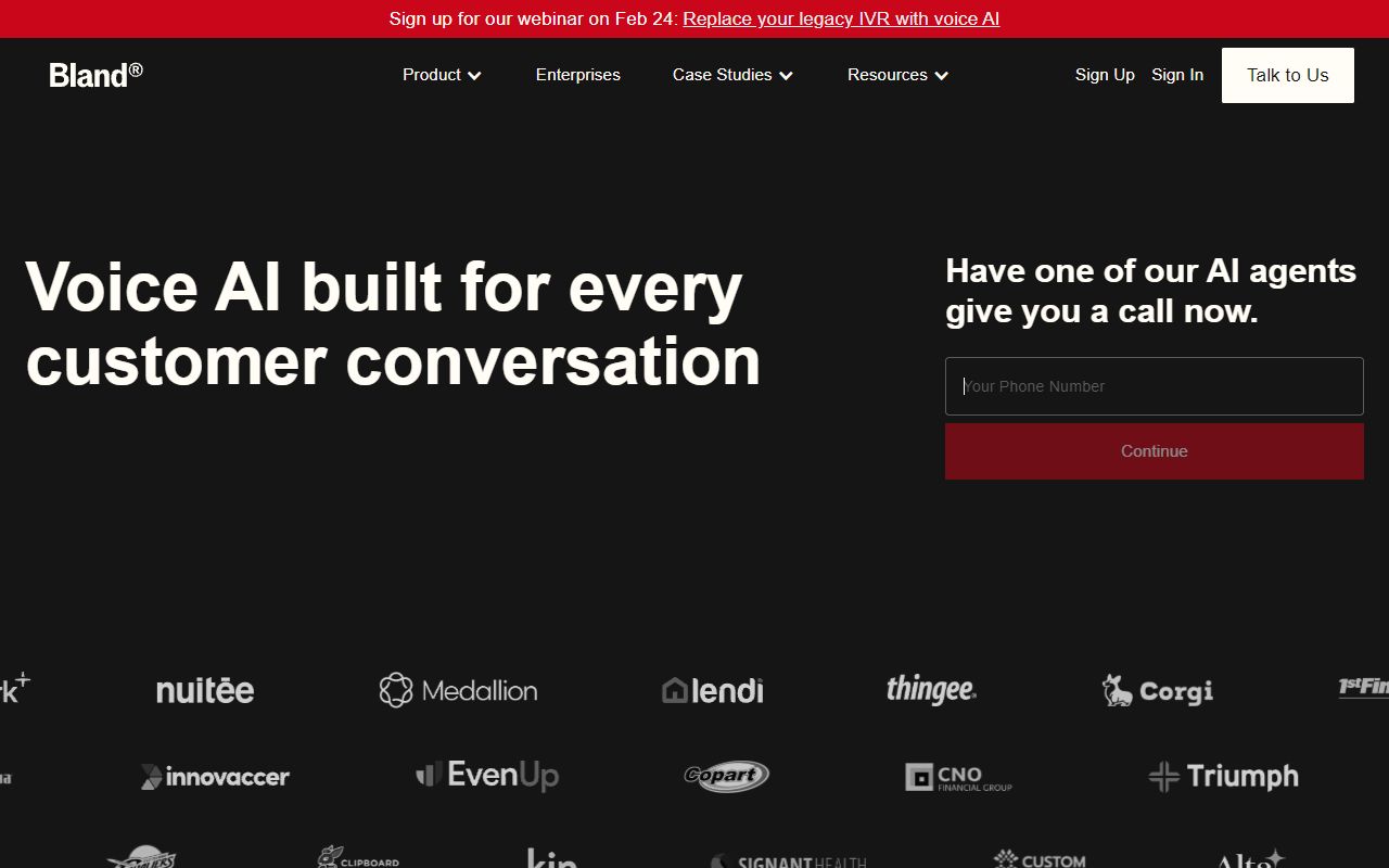 Bland AI - website preview