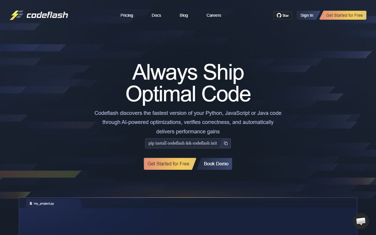 Codeflash - website preview