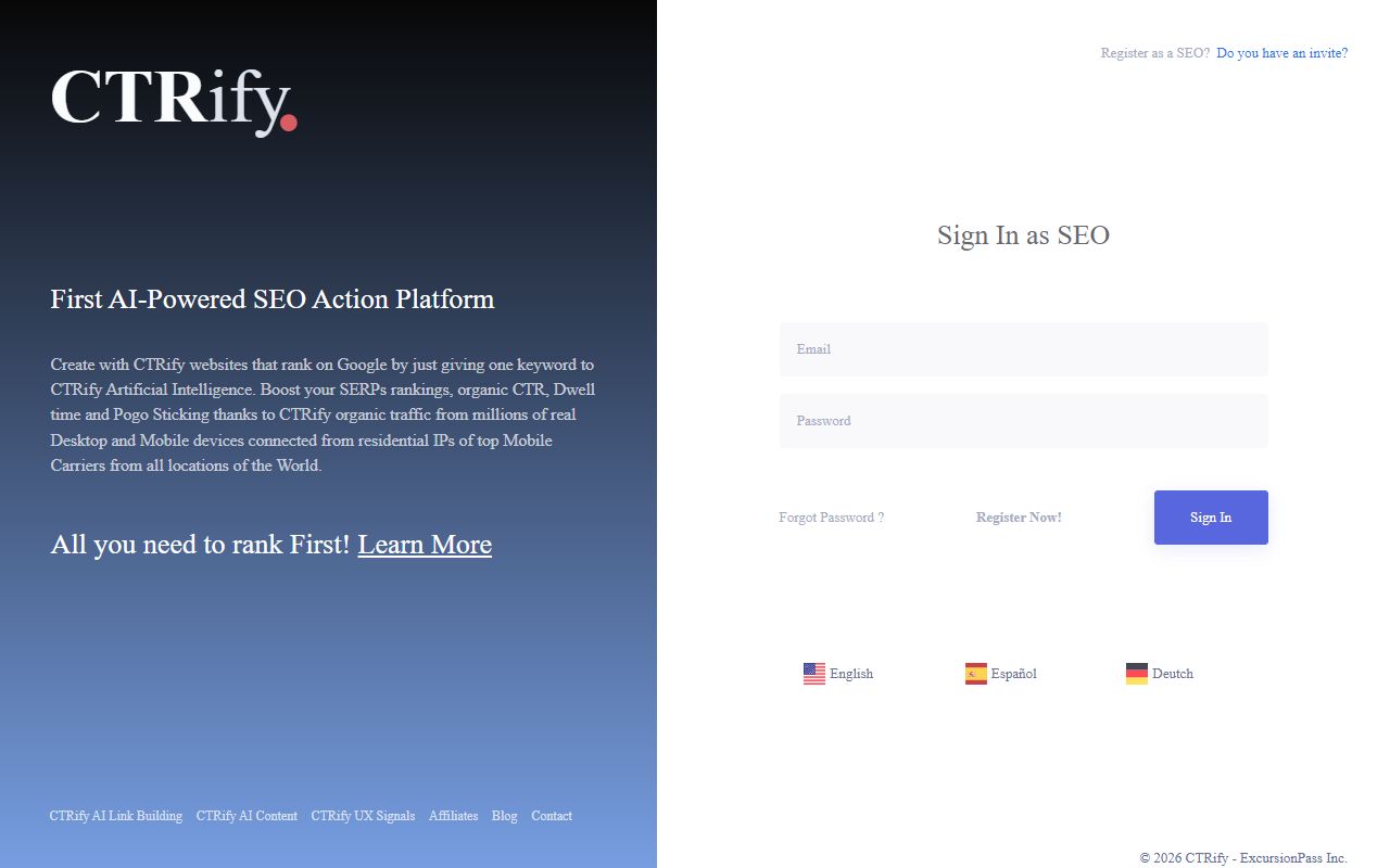 Ctrify - website preview