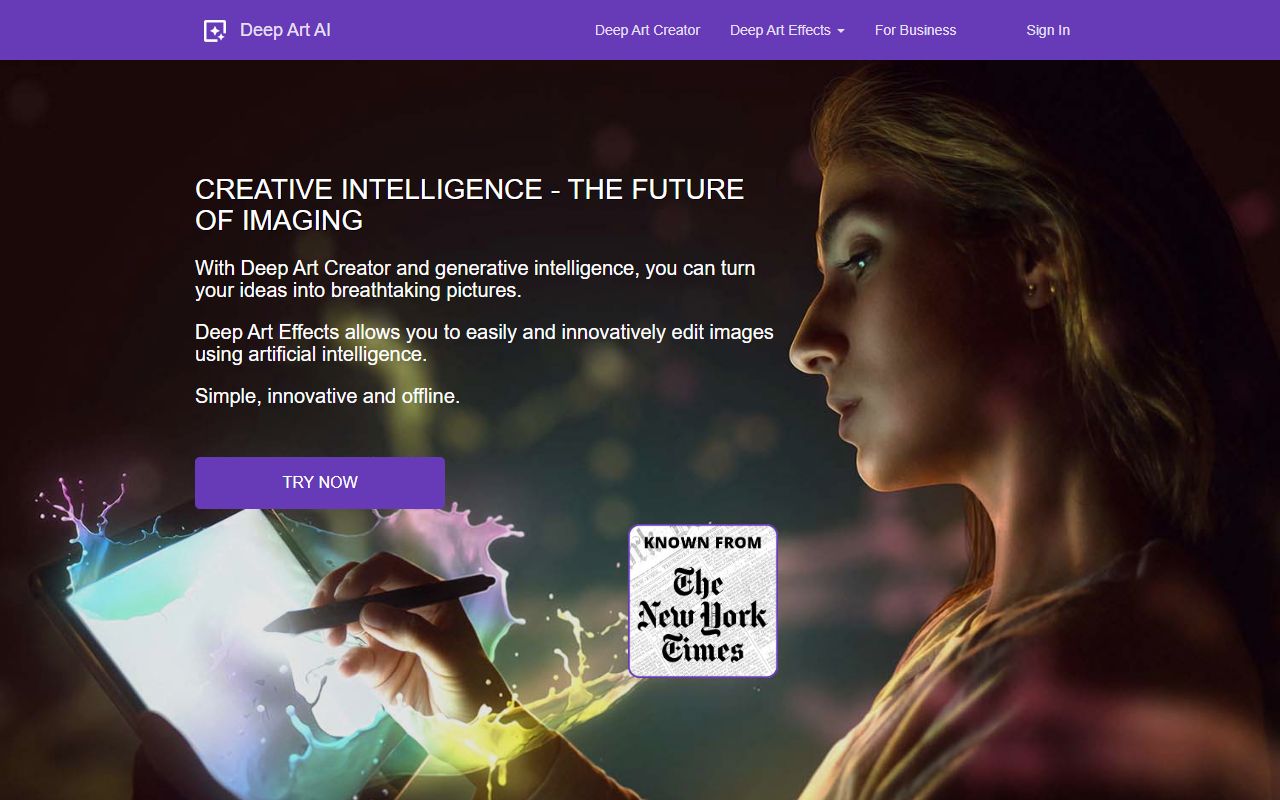 Deep Art Effects Video - website preview