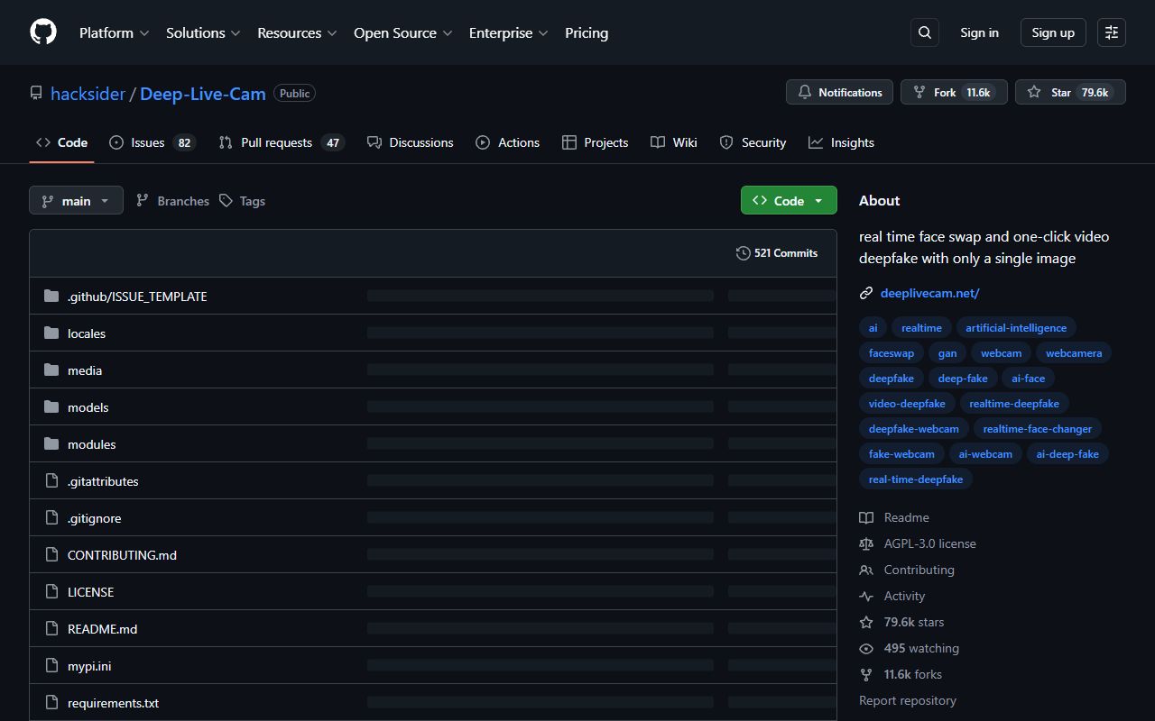 Deep-Live-Cam - website preview