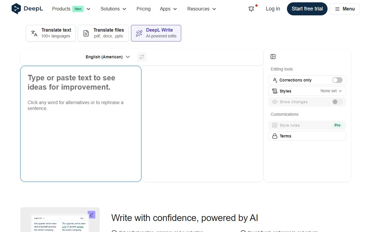 DeepL Write screenshot