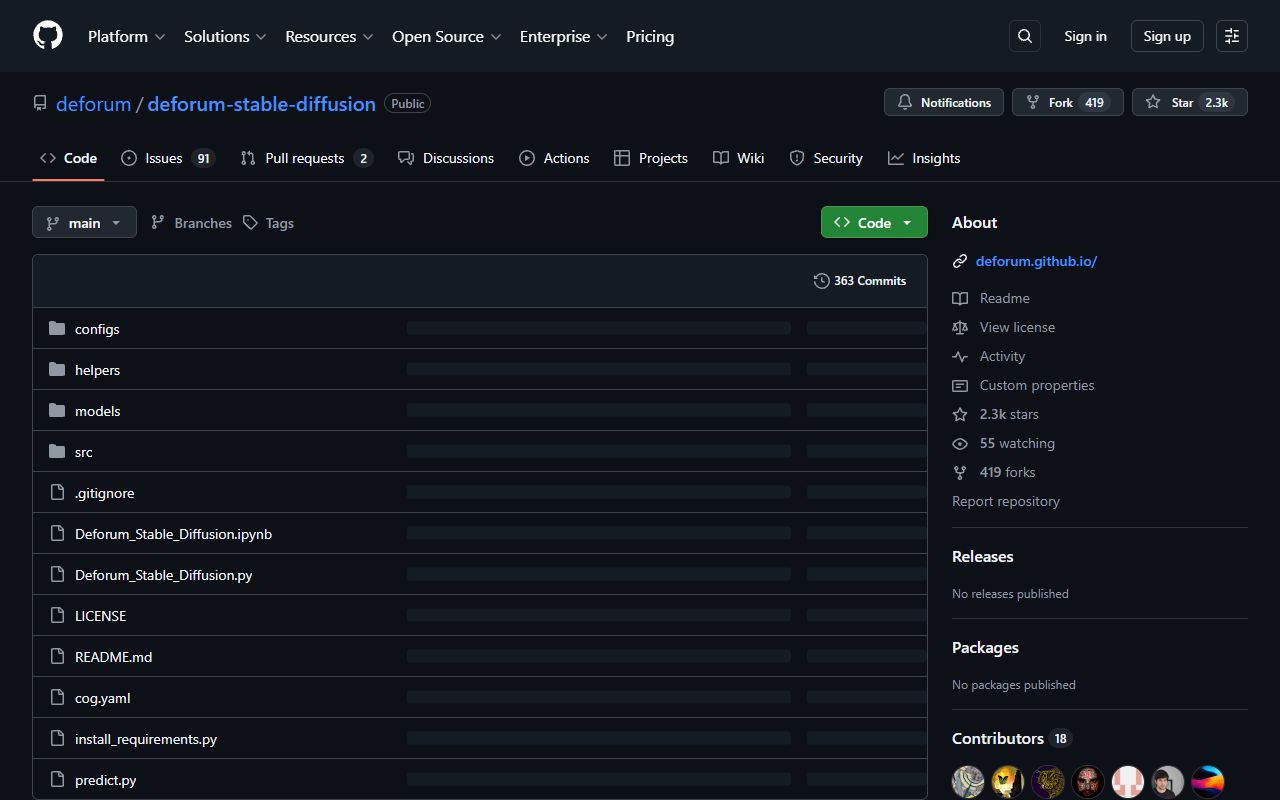 Deforum Stable Diffusion - website preview