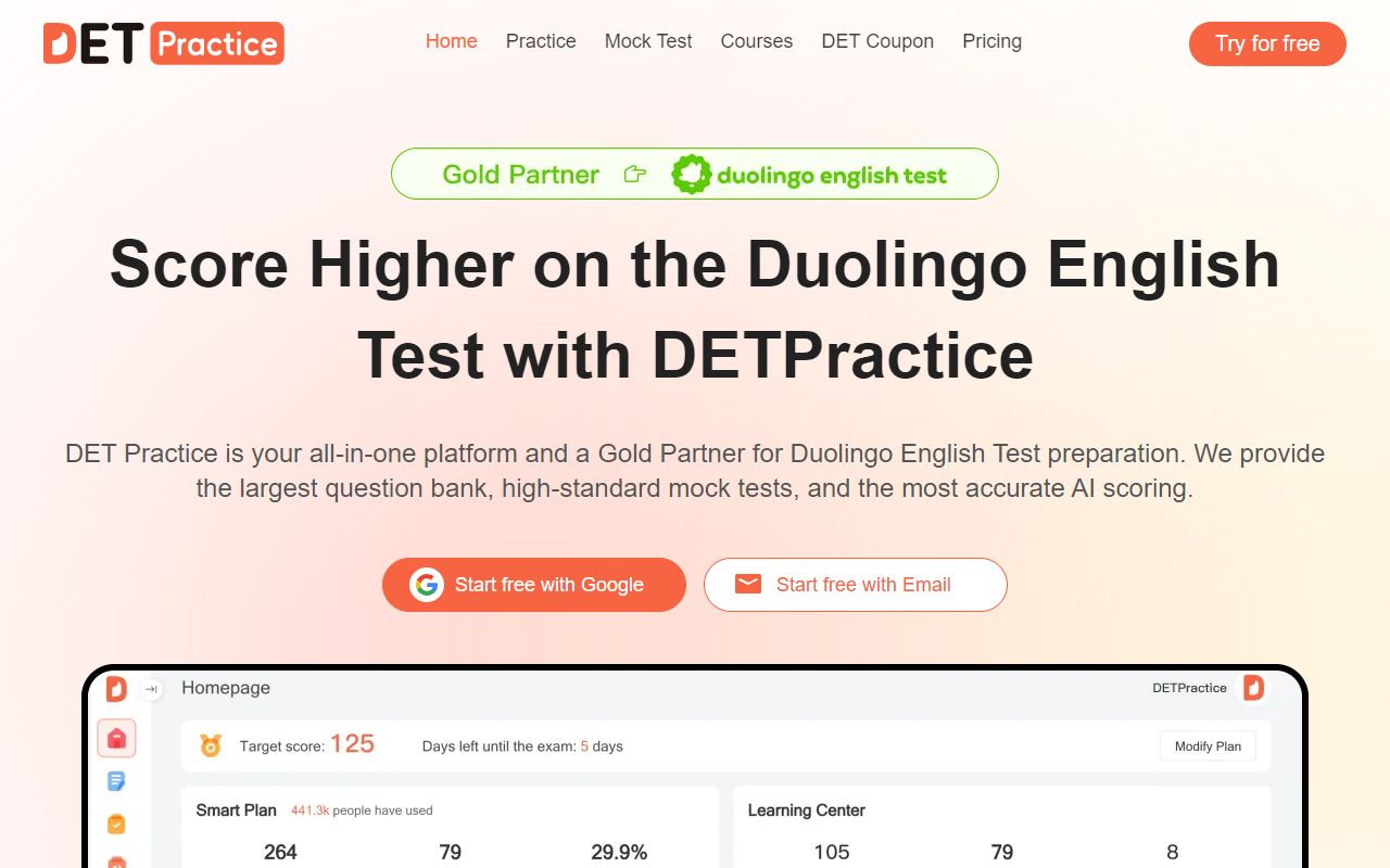 DET Practice screenshot