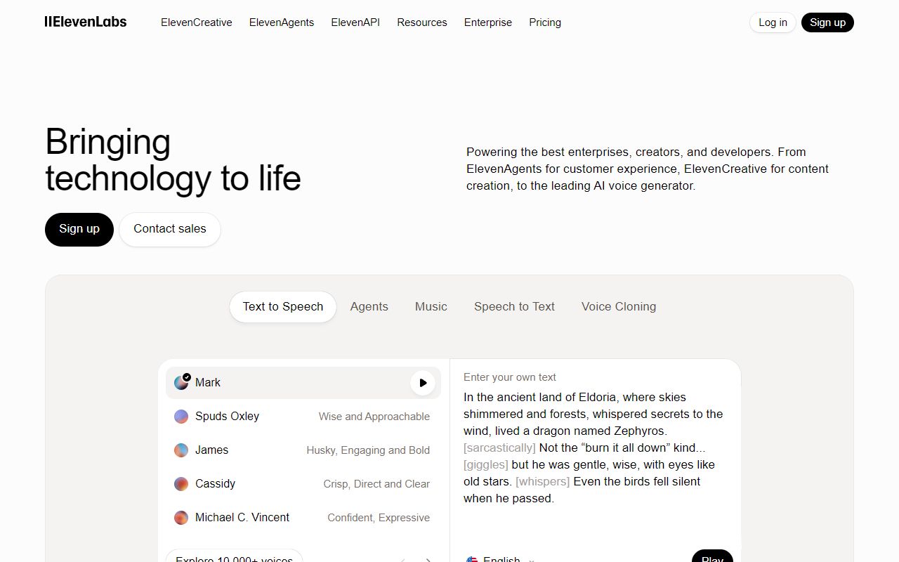 Eleven Labs screenshot