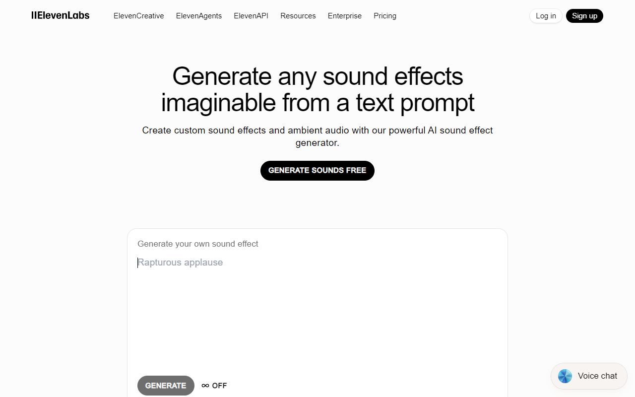 ElevenLabs Sound Effects screenshot