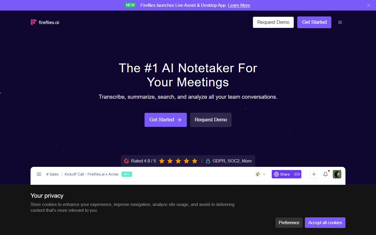 Fireflies.ai - website preview