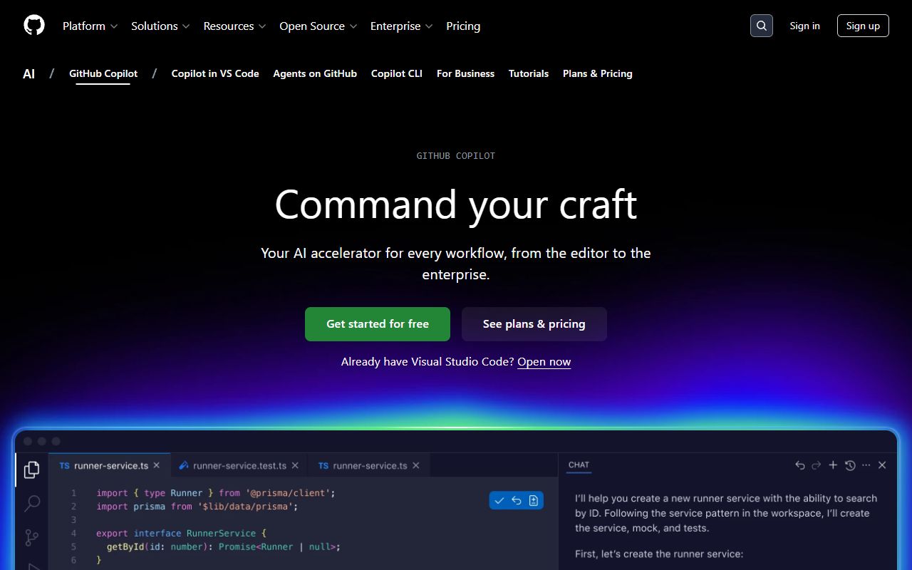 GitHub Copilot - website preview