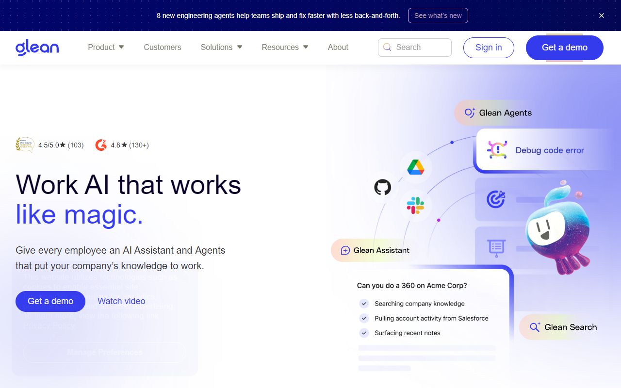 Glean - website preview