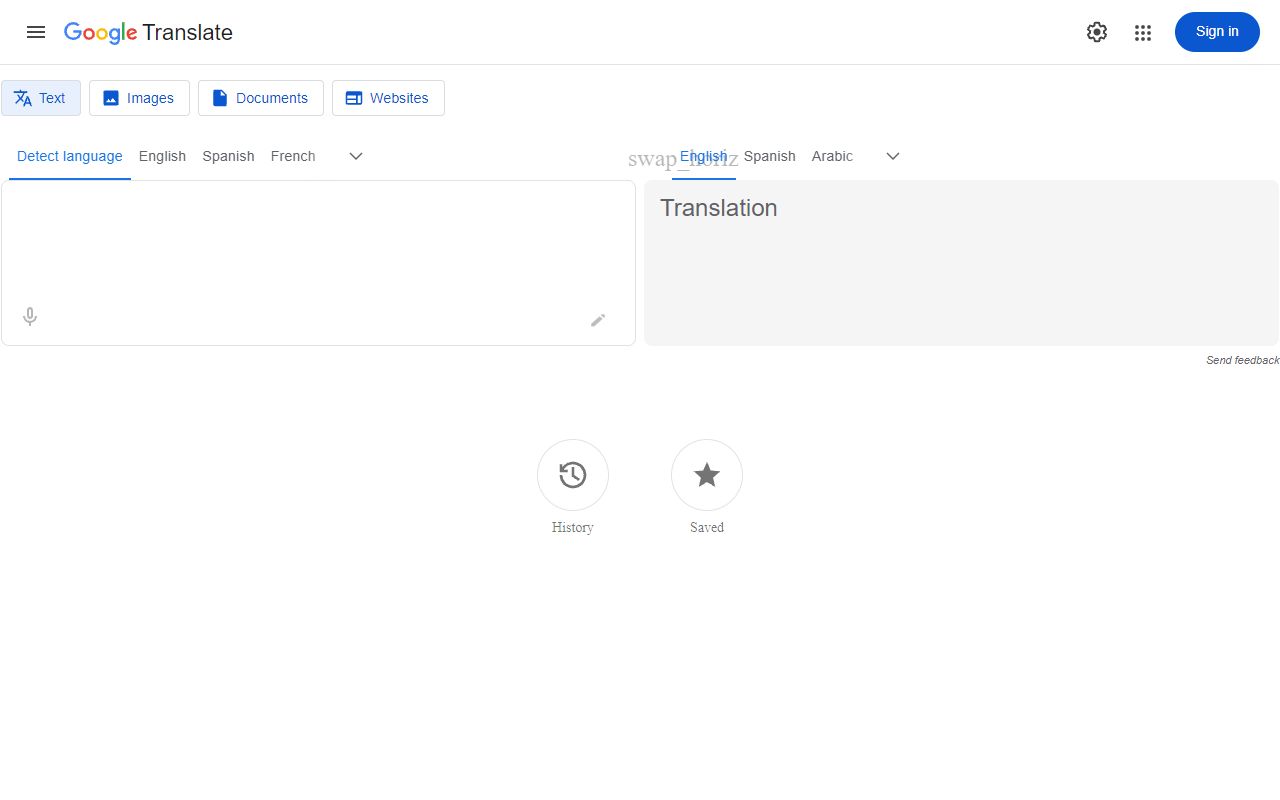 Google Translate - website preview