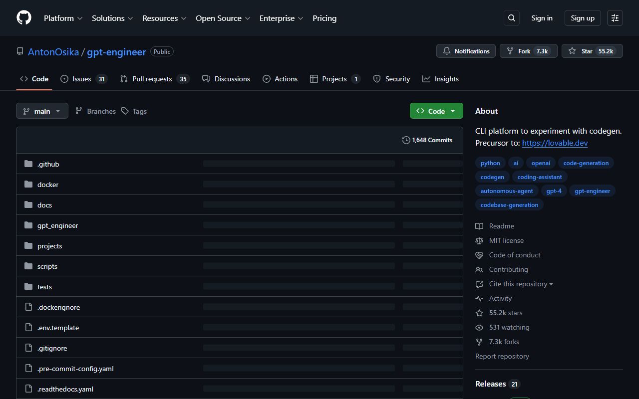 GPT Engineer - website preview