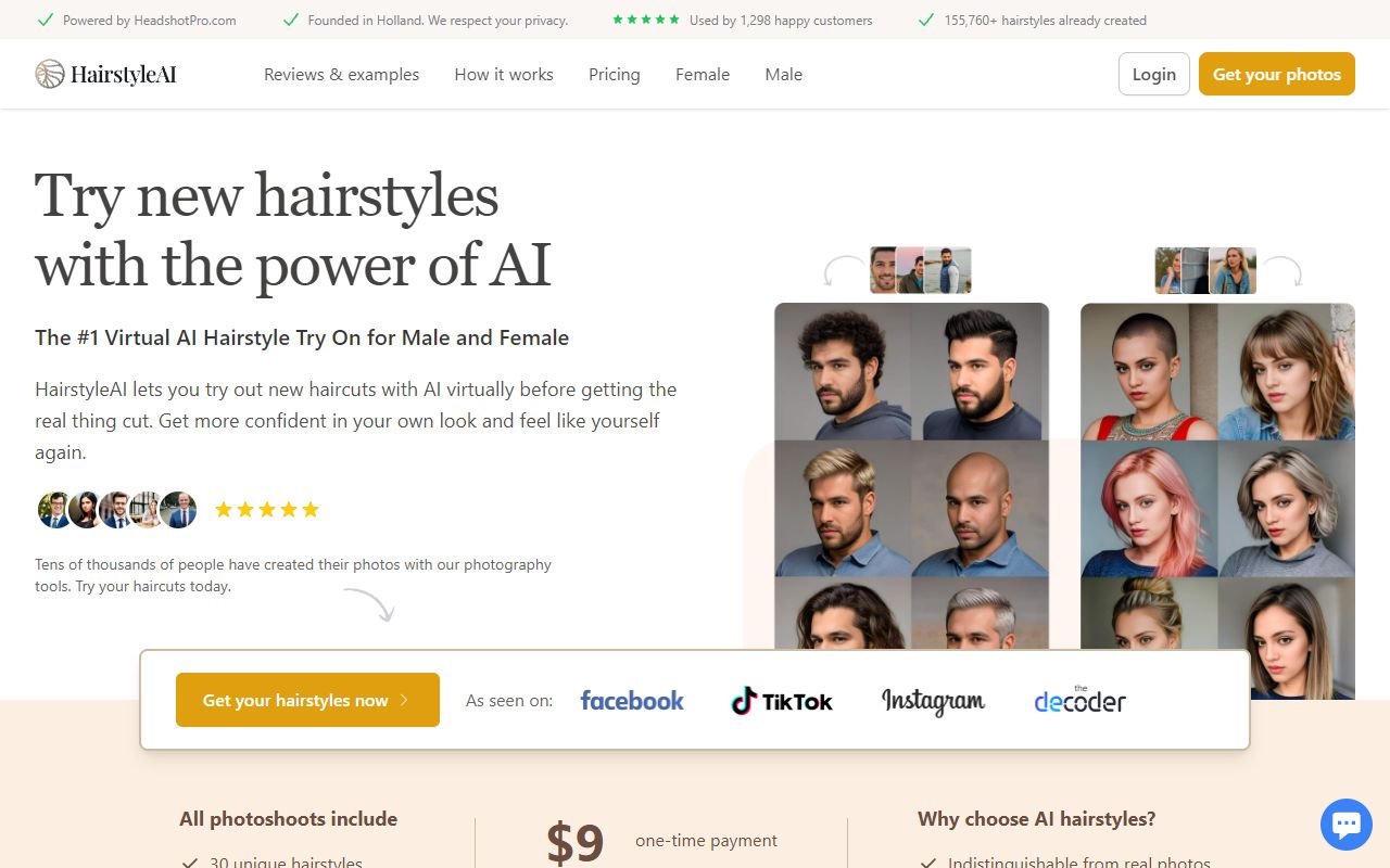 HairstyleAI - website preview
