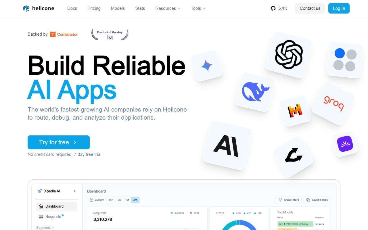 Helicone AI - website preview