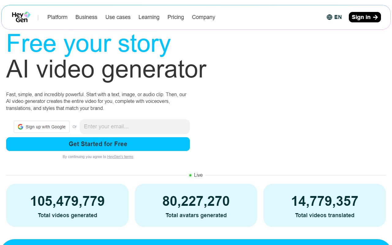 HeyGen - website preview