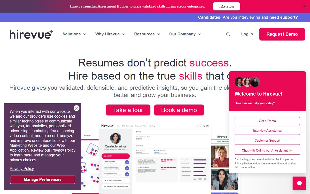 HireVue - website preview