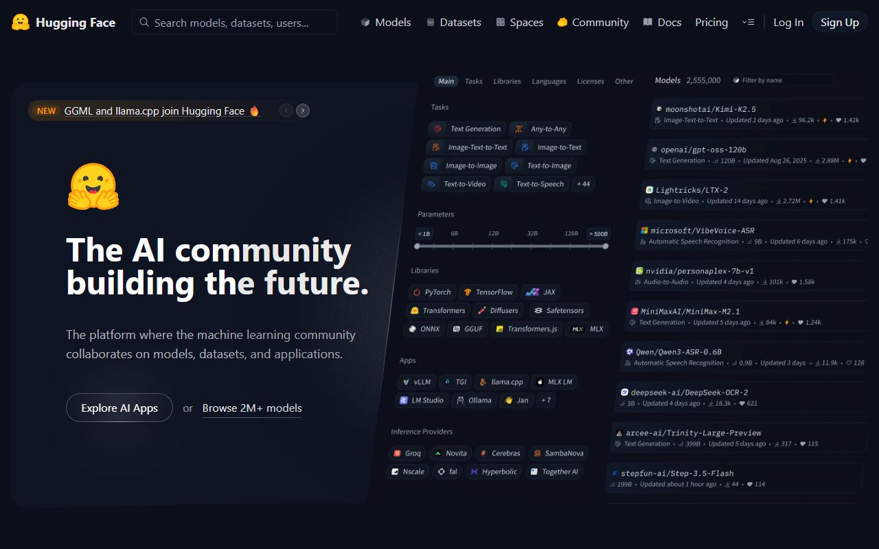 Hugging Face - website preview