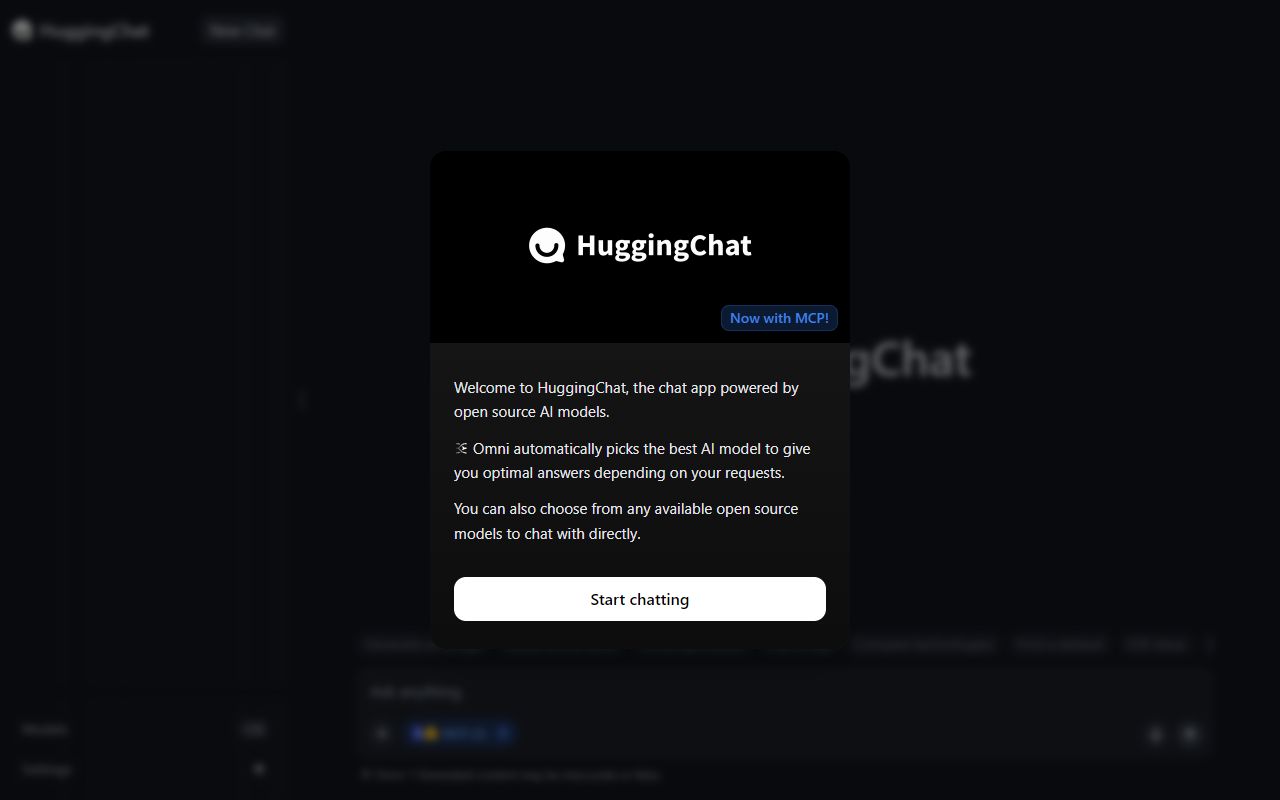 HuggingChat screenshot