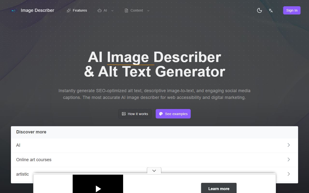 Image Describer screenshot
