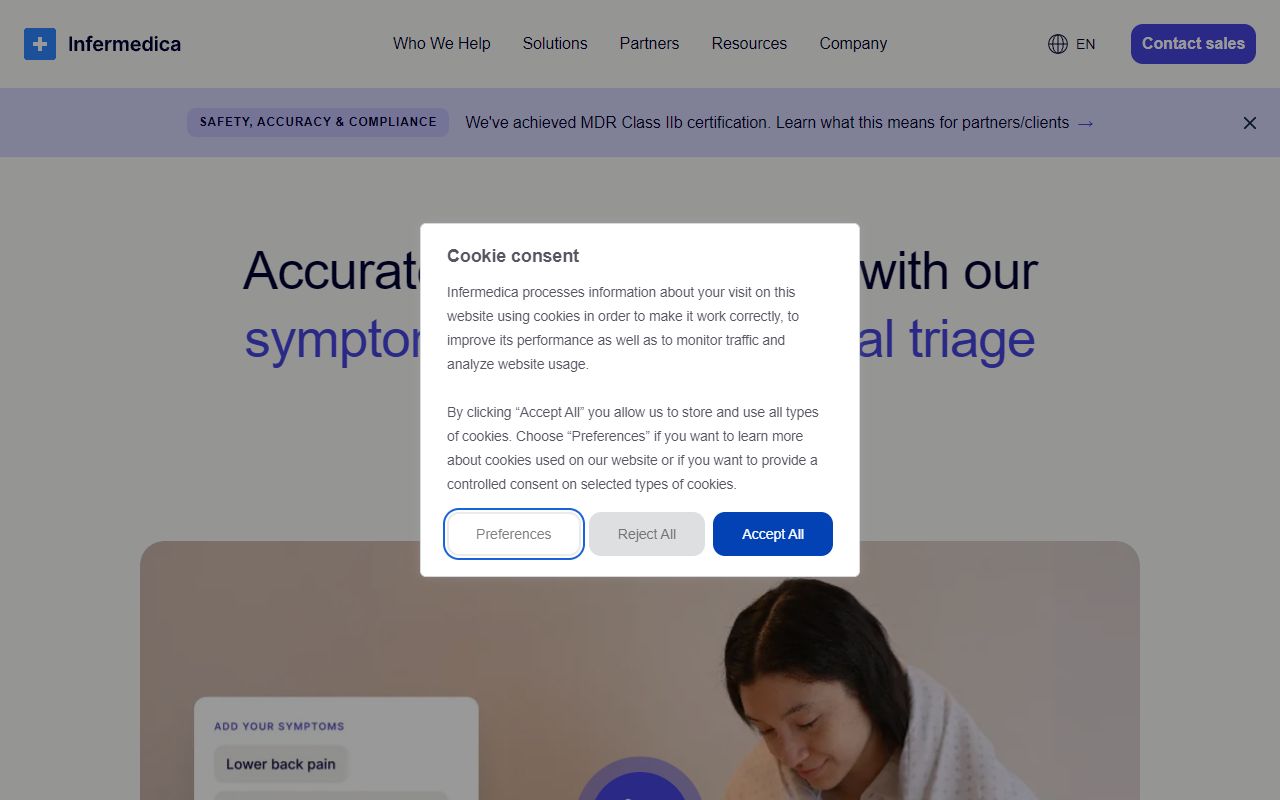 Infermedica - website preview