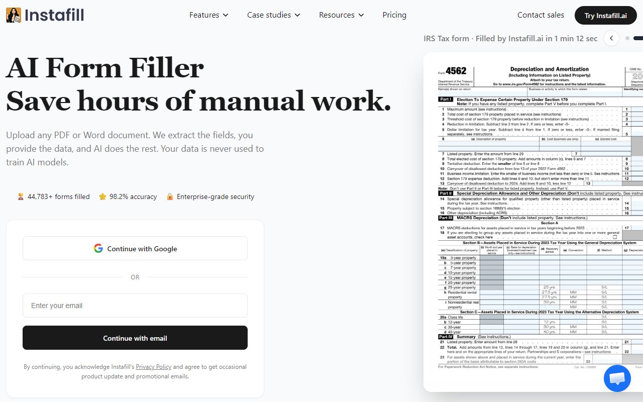 Instafill.ai screenshot