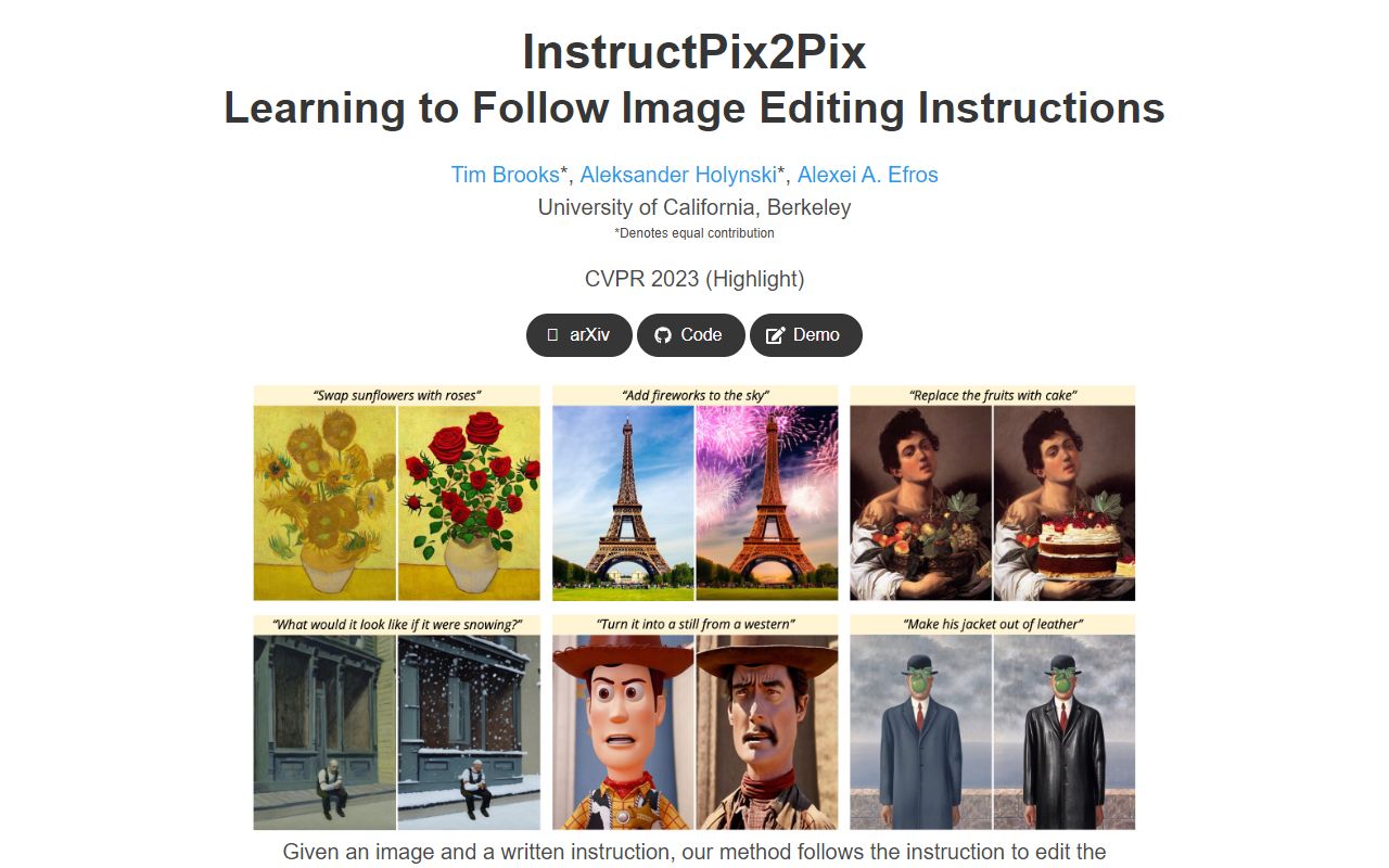 InstructPix2Pix screenshot