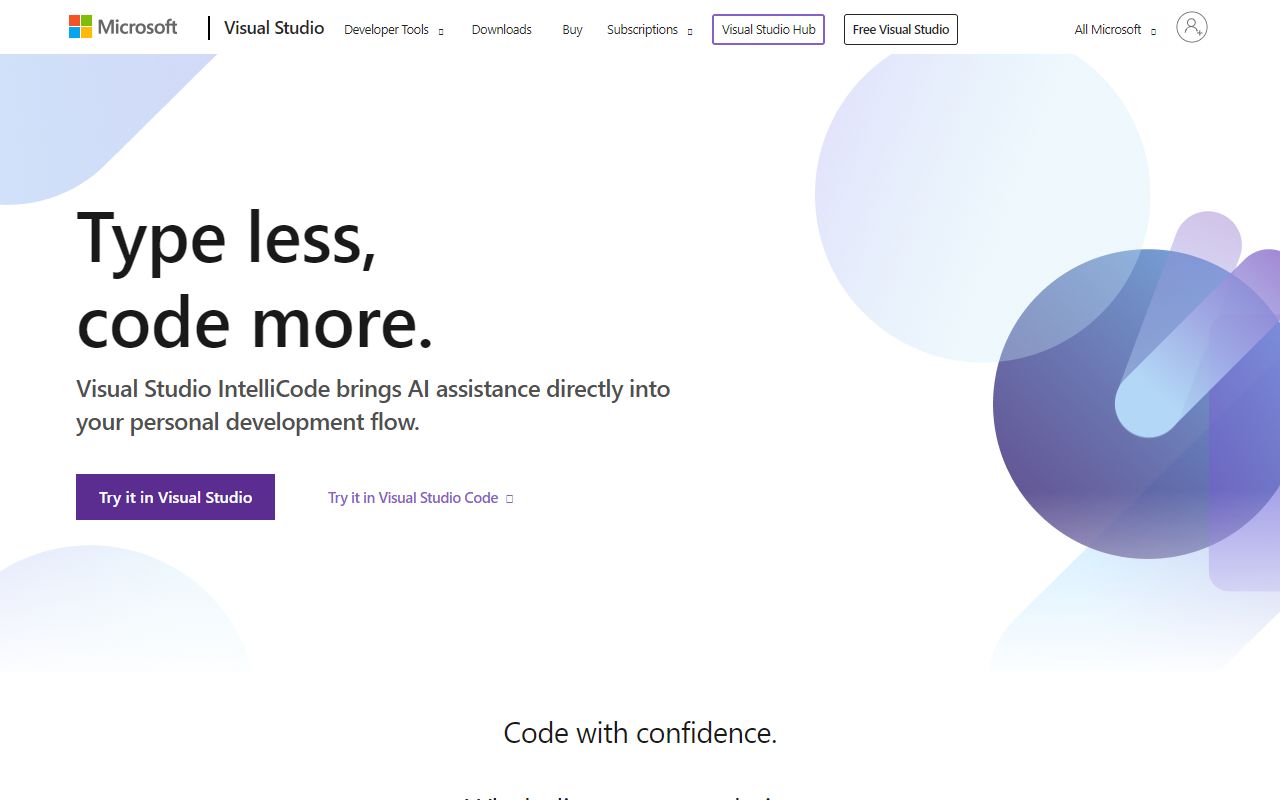 IntelliCode - website preview