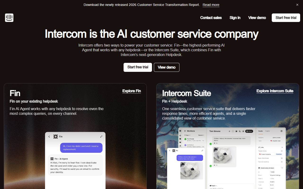 Intercom Fin - website preview
