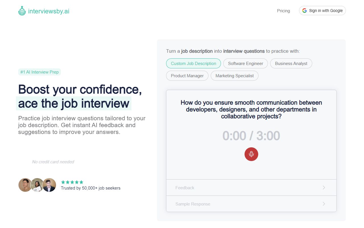 Interviews by AI - website preview