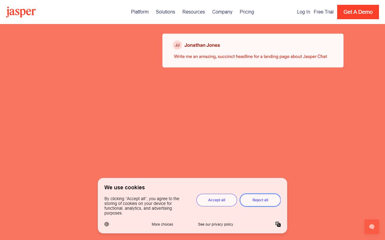 Jasper Chat - website preview
