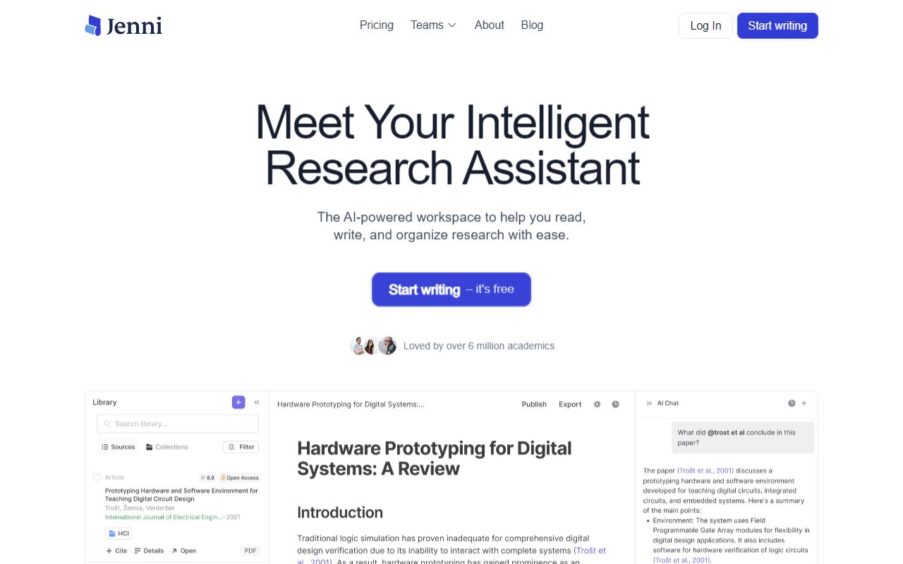 Jenni.ai - website preview