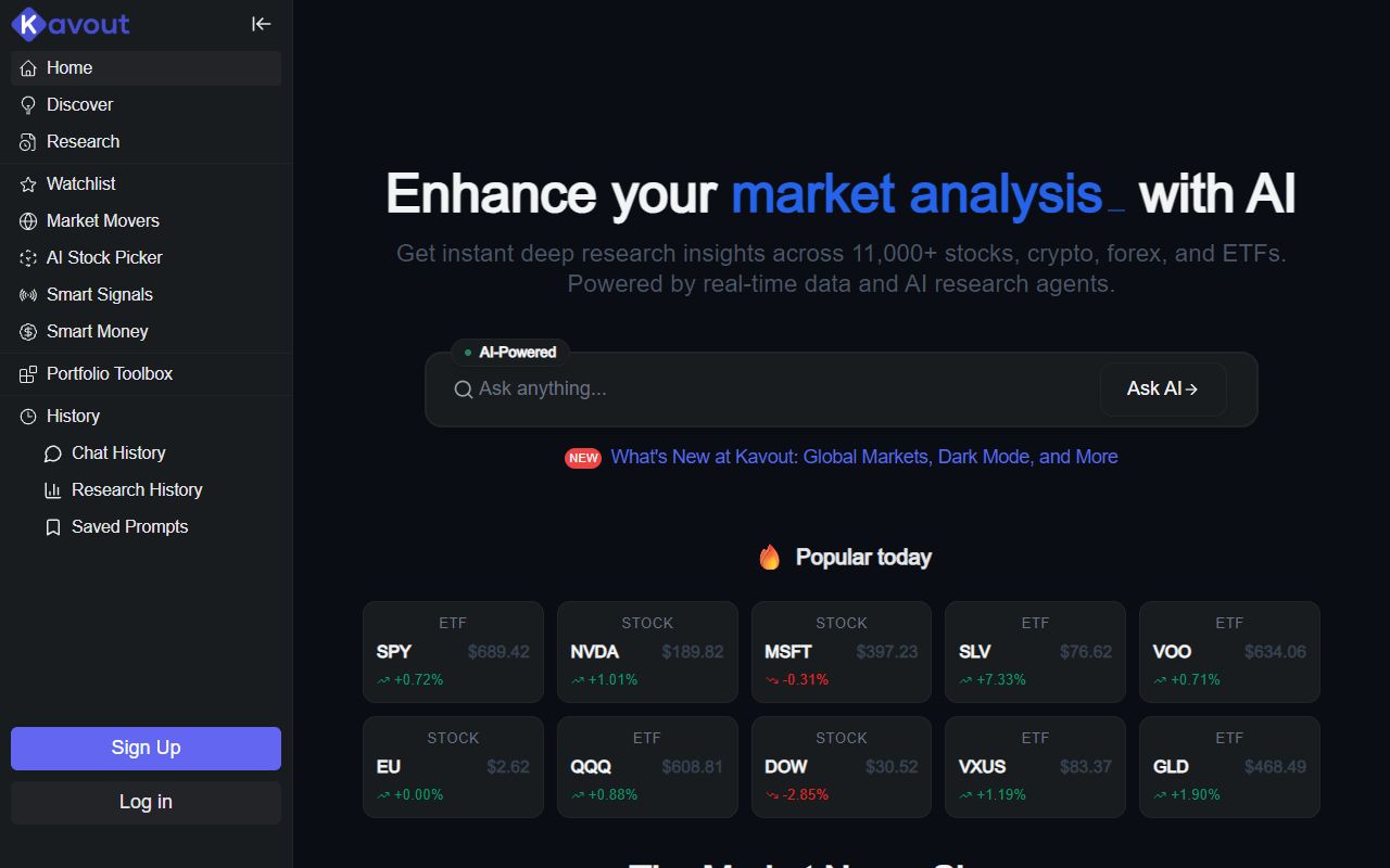 Kavout - website preview