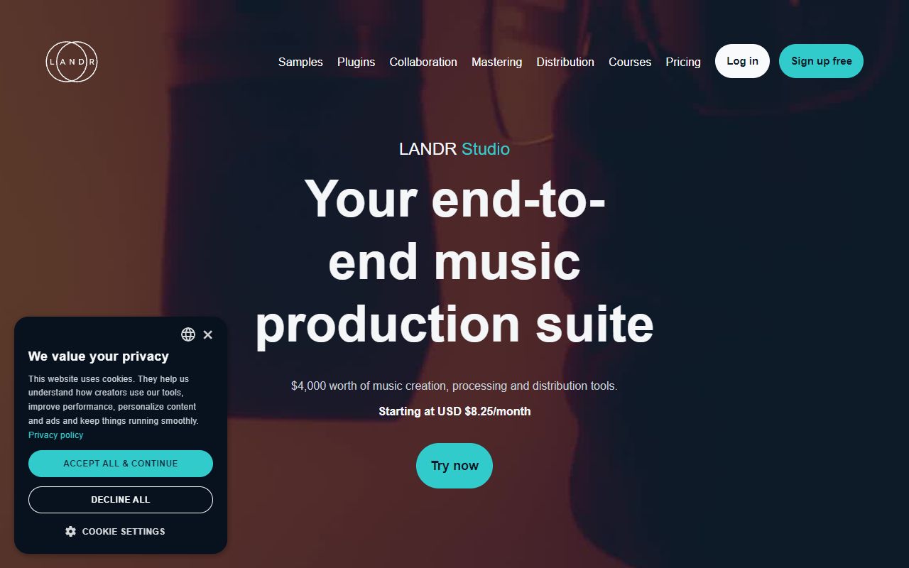 Landr - website preview