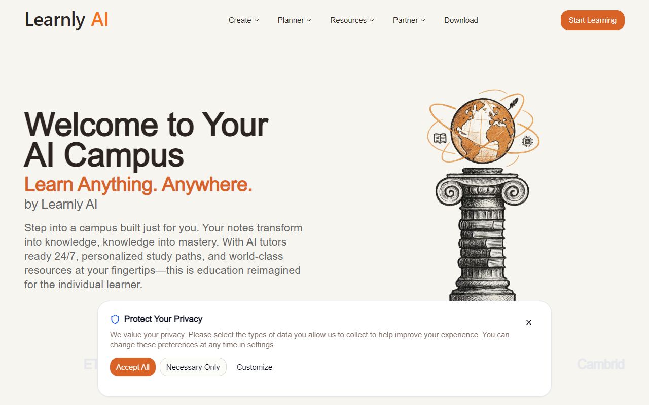 Learnly AI - website preview