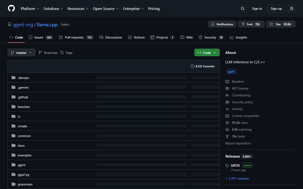 llama.cpp - website preview