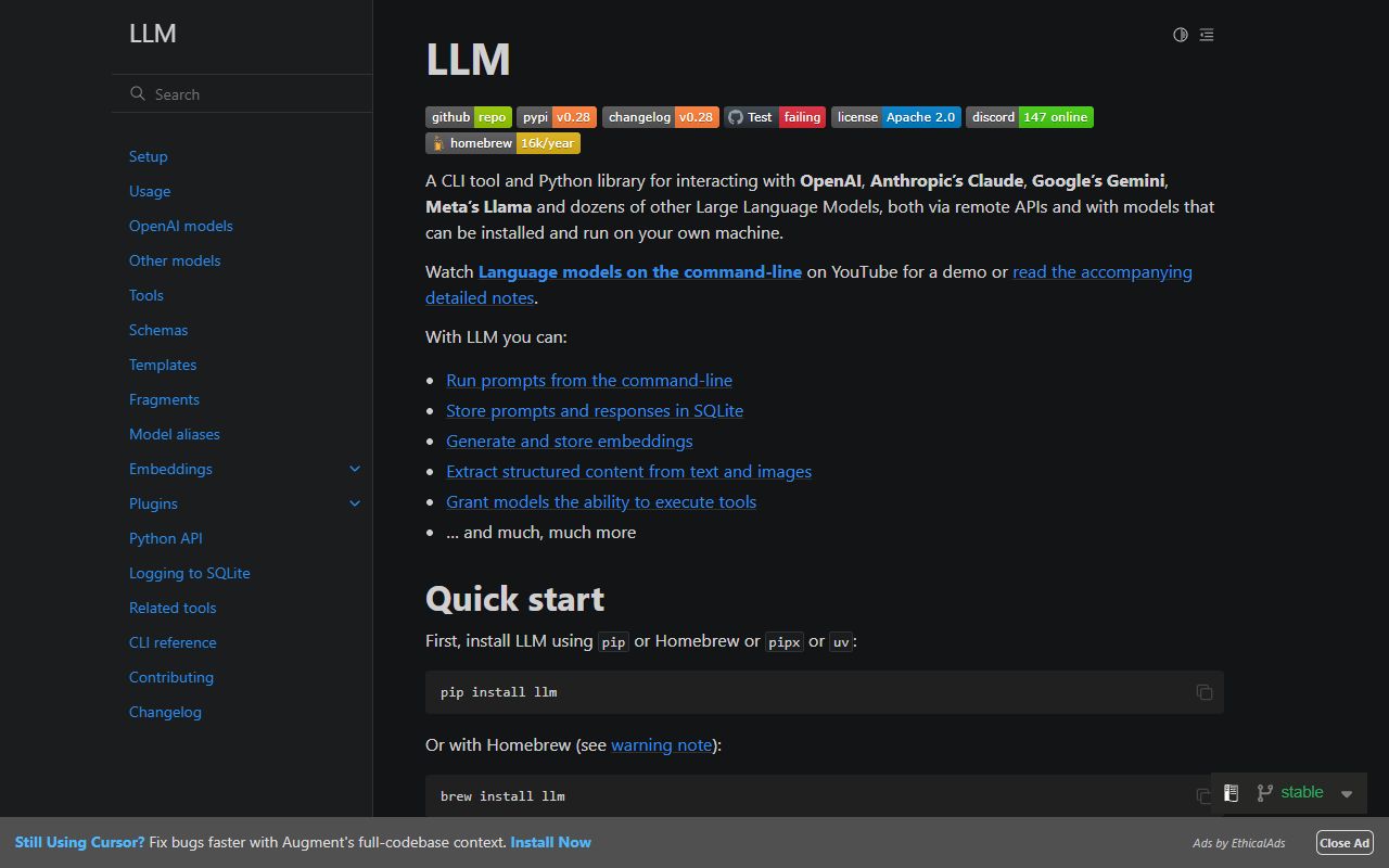 LLM CLI screenshot