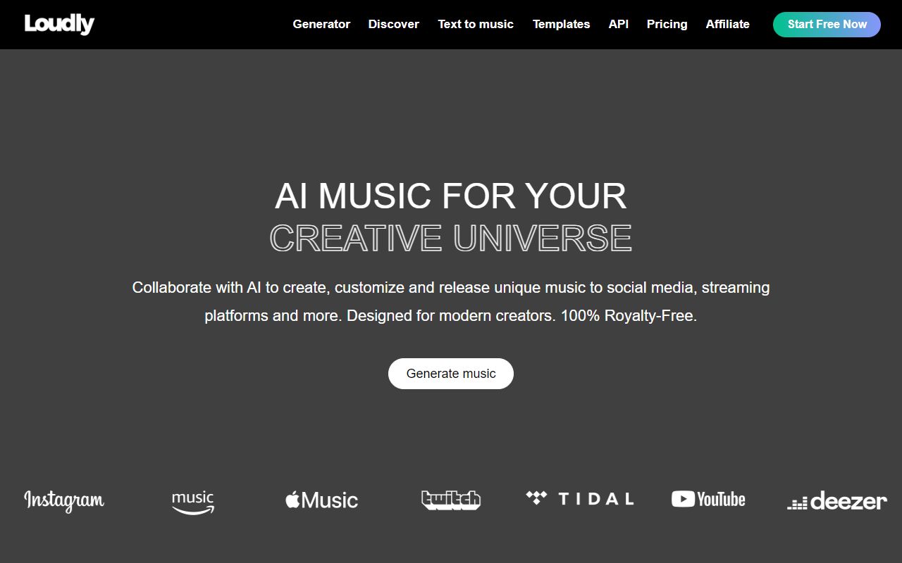 Loudly - website preview