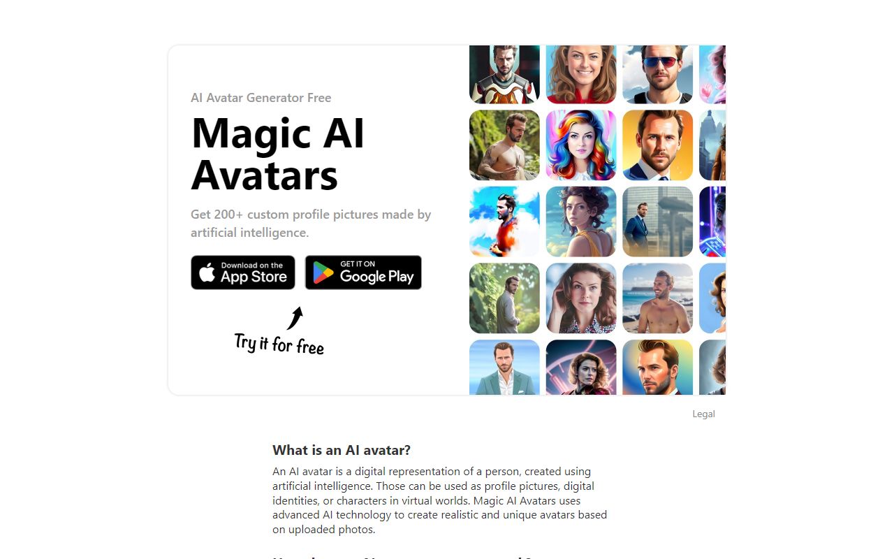 Magic AI Avatars - website preview