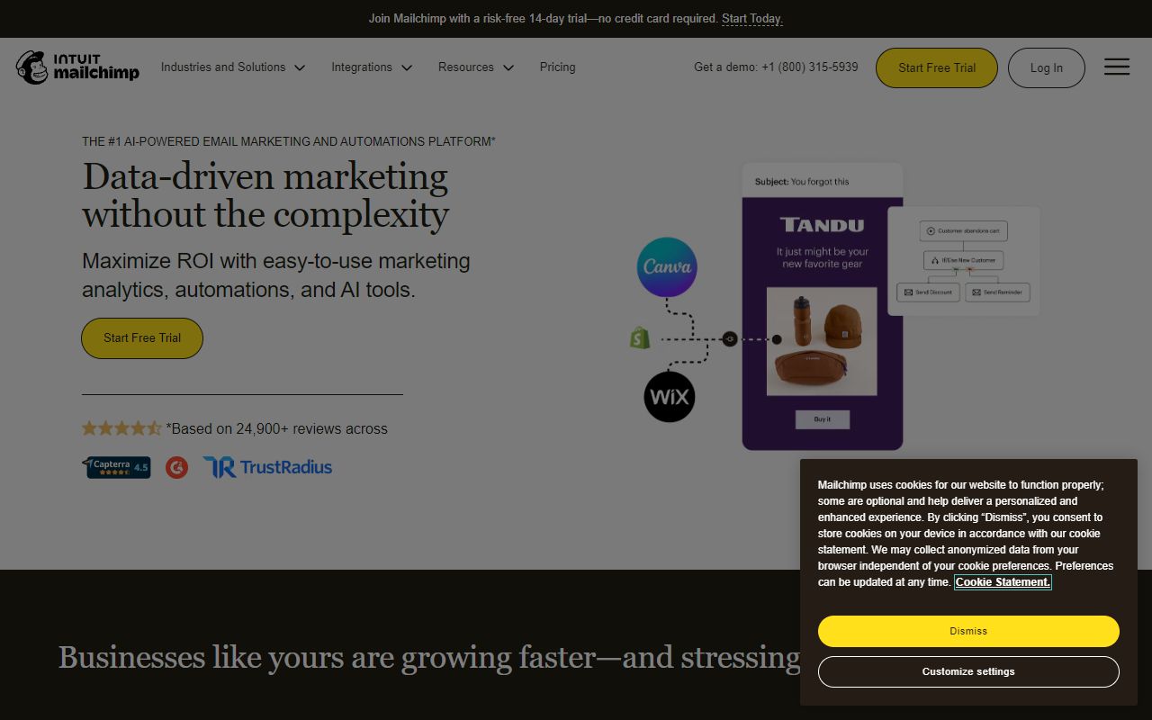Mailchimp AI - website preview