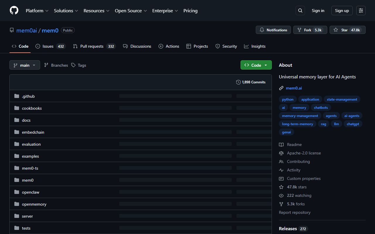 Mem0 - website preview