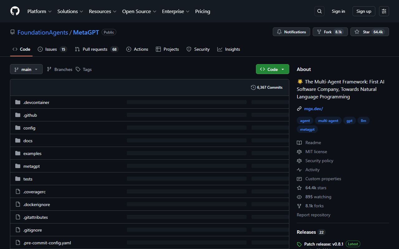 MetaGPT - website preview