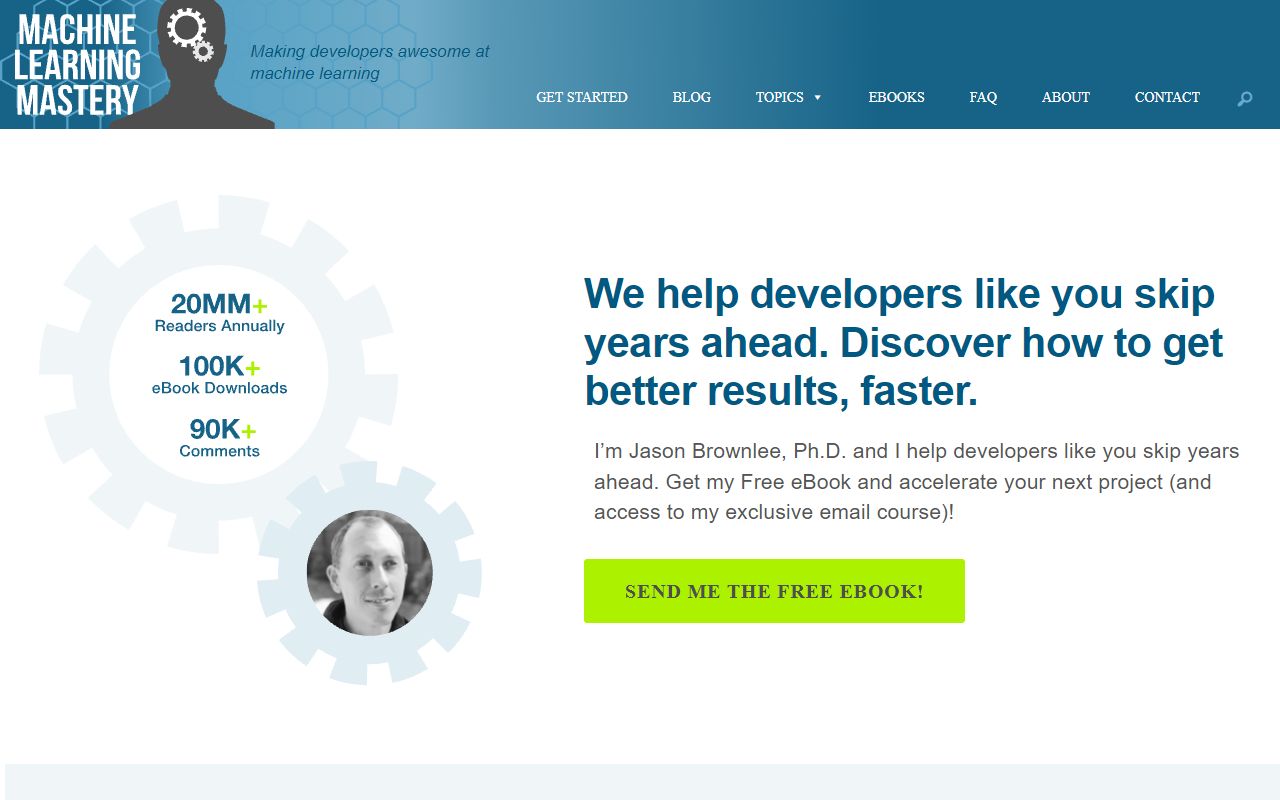 Machine Learning Mastery - website preview