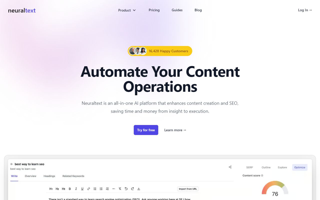 Neuraltext - website preview