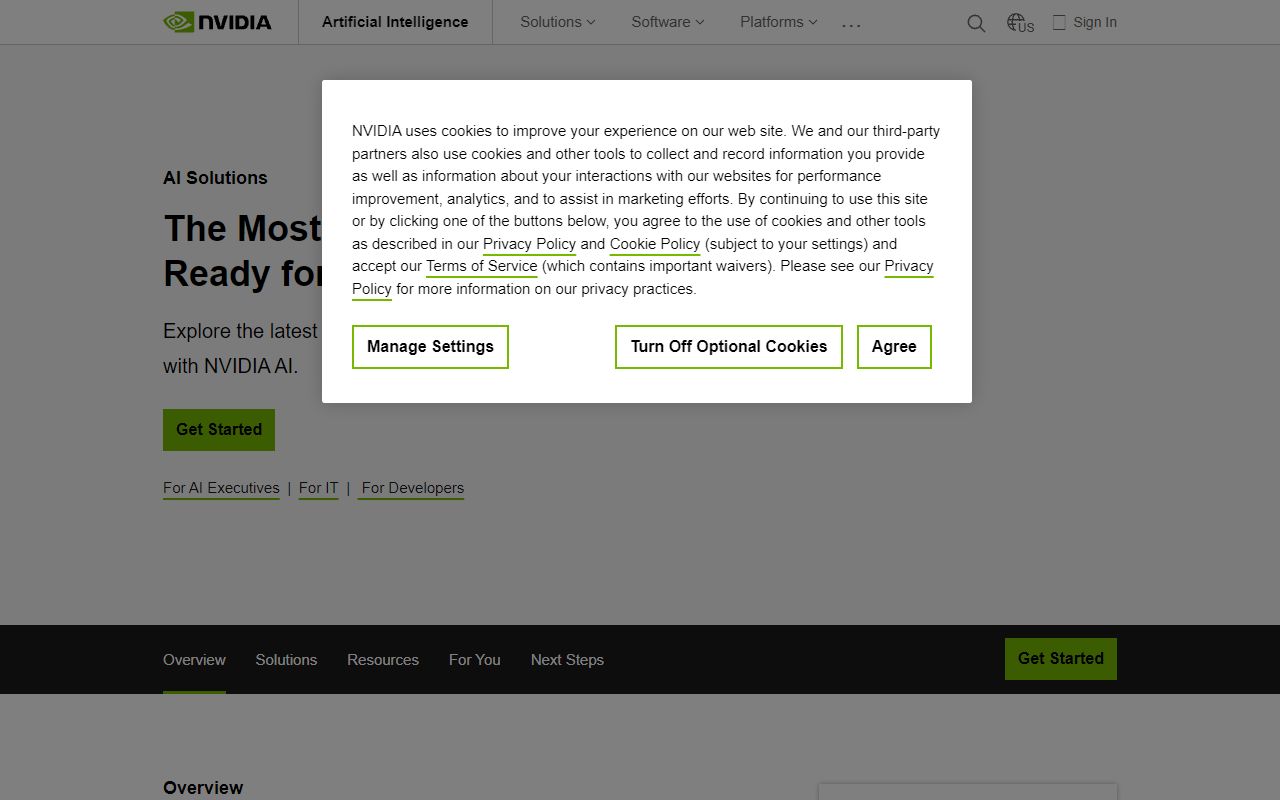 NVIDIA AI - website preview