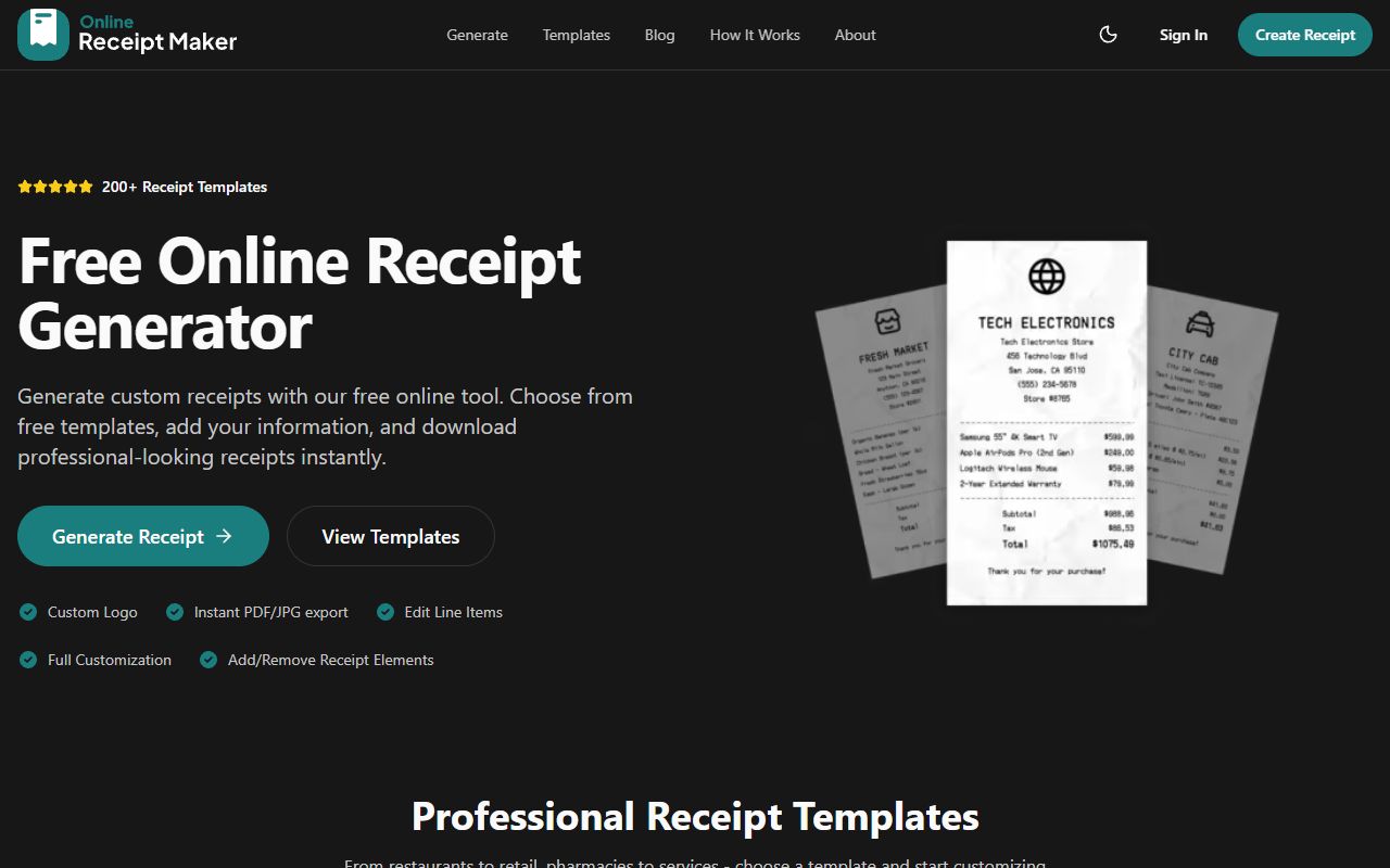 Online Receipt Maker screenshot