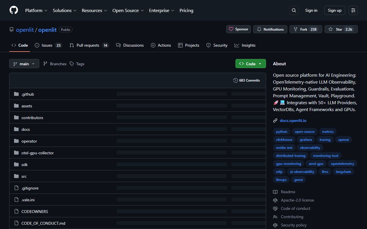 OpenLIT - website preview