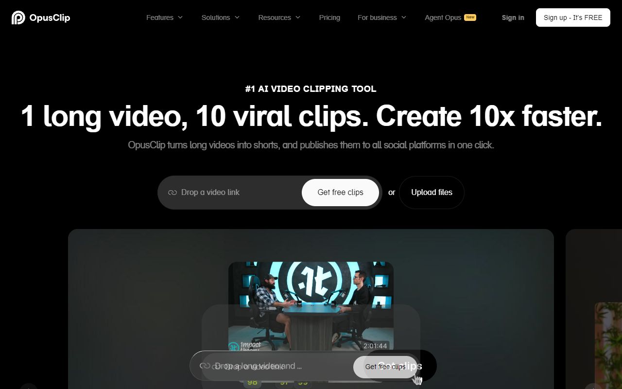 Opus Clip - website preview