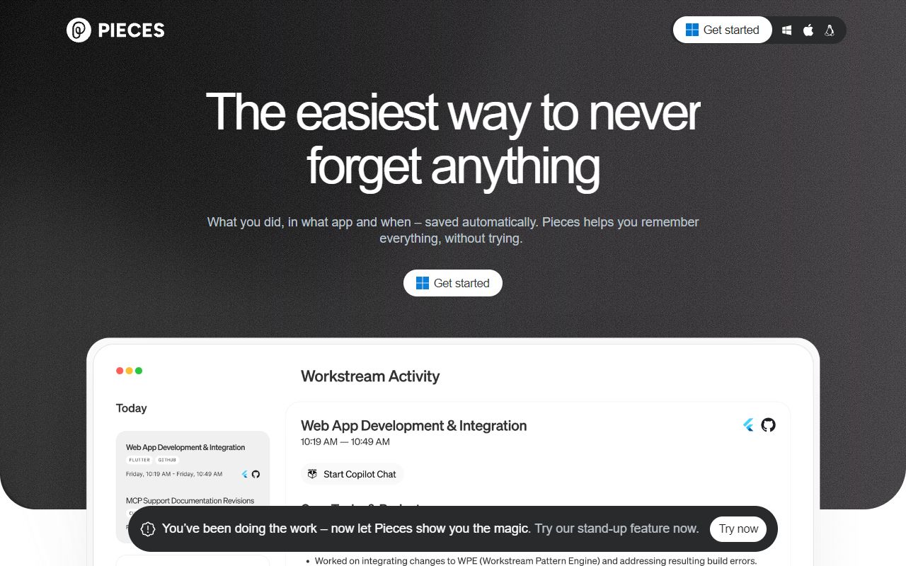Pieces - website preview