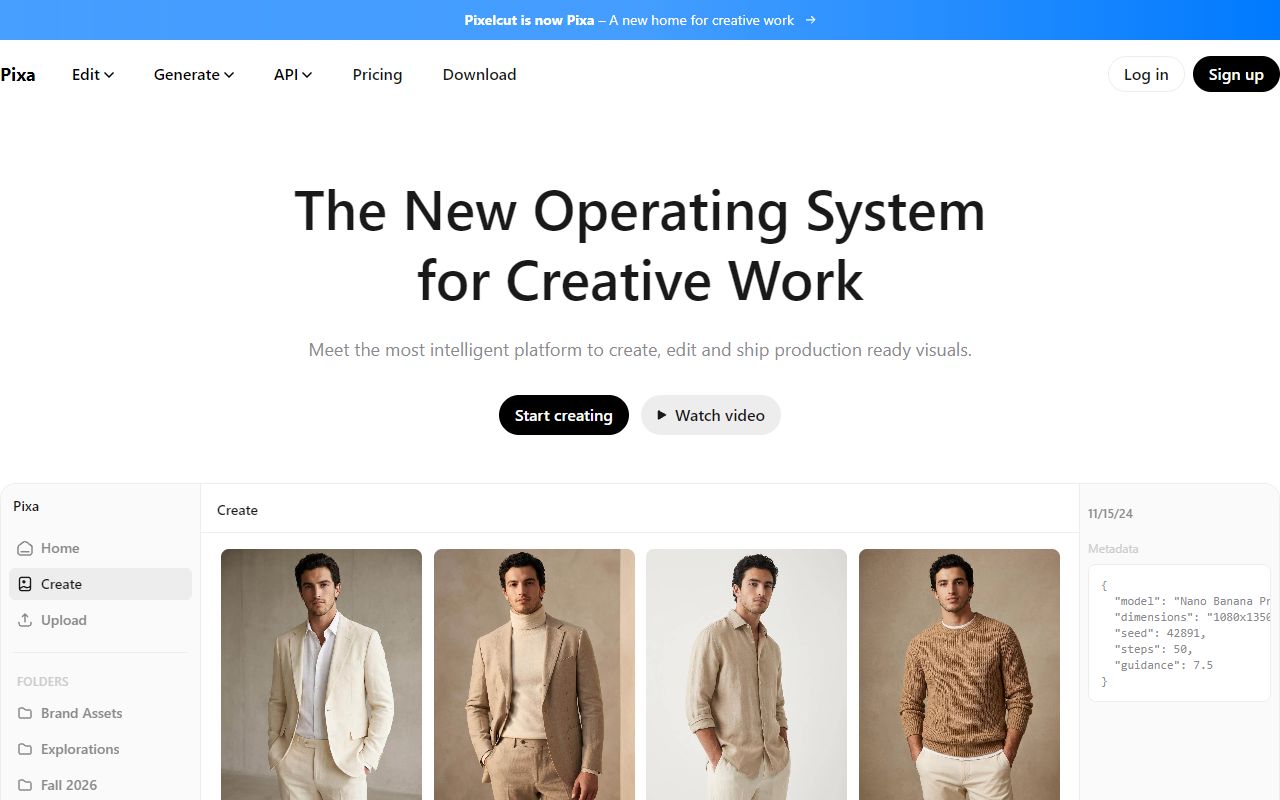 Pixelcut - website preview